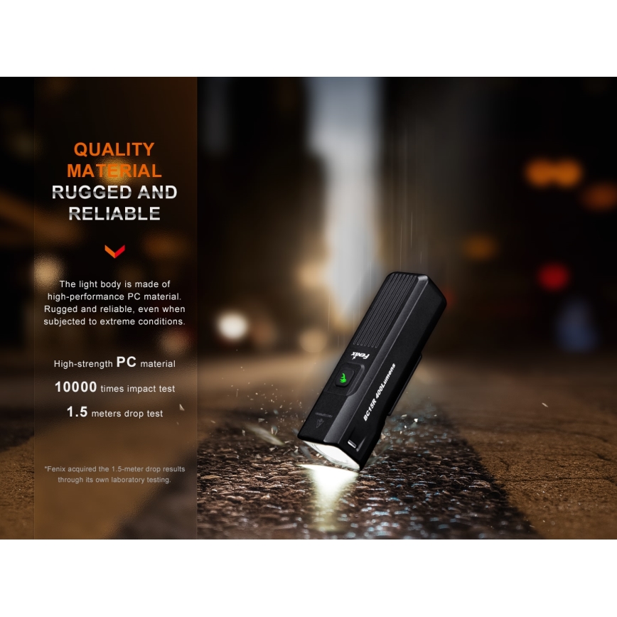 Fenix BC15R- LED Luz de bicicleta regulable y recargable LED/USB IP66 400 lm 31,5 horas