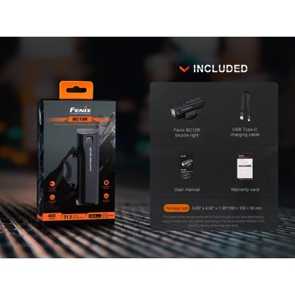 Fenix BC15R- LED Luz de bicicleta regulable y recargable LED/USB IP66 400 lm 31,5 horas