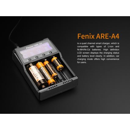 Fenix FENAREA4 - Cargador de batería 4xLi-ion/AAA/AA/C 5V