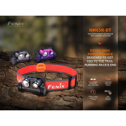 Fenix HM65RDTNEB -Linterna LED recargable LED/USB IP68 1500 lm 300 h morada/rosa