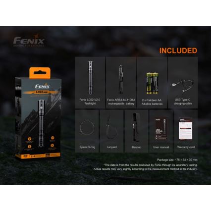 Fenix LD22V20 - Linterna recargable LED LED/USB IP66 800 lm 220 h