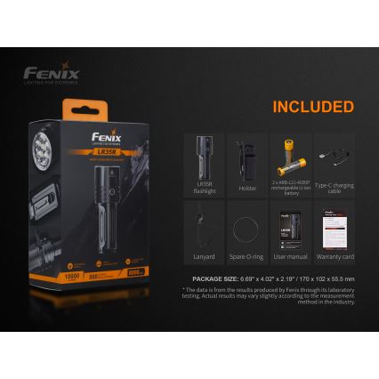 Fenix LR35R - Linterna recargable LED 6xLED/2x21700 4000 mAh IP68 10000 lm 80 h