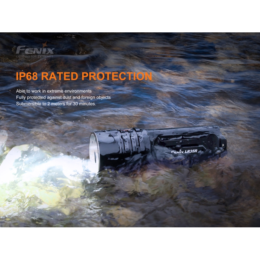 Fenix LR35R - Linterna recargable LED 6xLED/2x21700 4000 mAh IP68 10000 lm 80 h