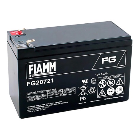 Fiamm FG20721 - Acumulador de plomo 12V/7,2Ah/faston 4,7mm