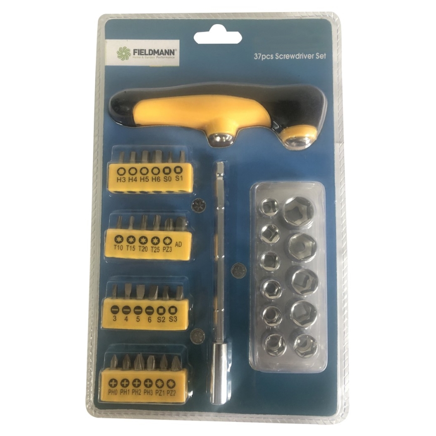 Fieldmann - Destornillador en T con puntas y cabezales 37 piezas