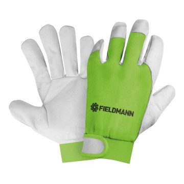 Fieldmann - Guantes de trabajo verde/blanco