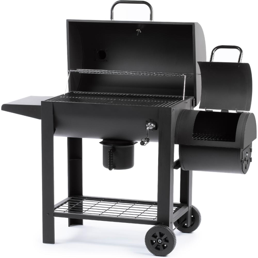 Fieldmann - Parrilla de carbón con ahumador negro