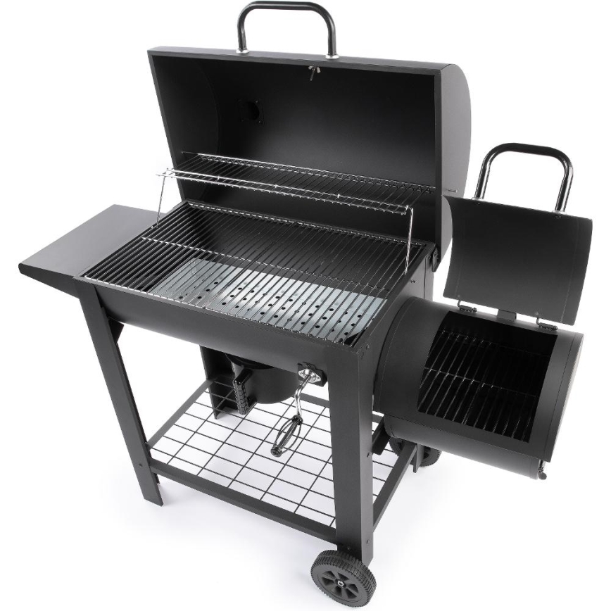 Fieldmann - Parrilla de carbón con ahumador negro