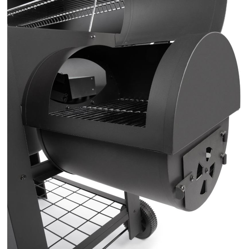Fieldmann - Parrilla de carbón con ahumador negro