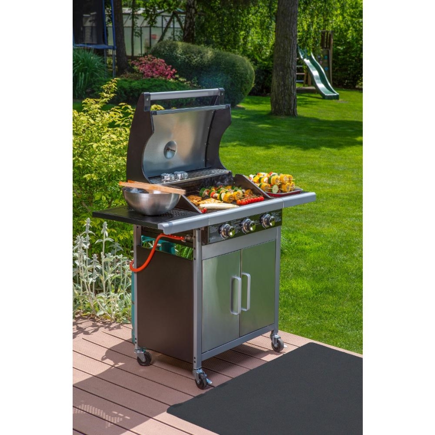 Fieldmann - Parrilla de gas 3x quemador cromo mate