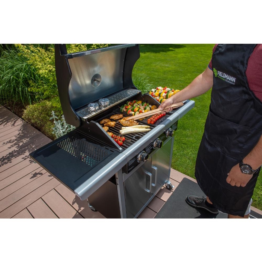 Fieldmann - Parrilla de gas 3x quemador cromo mate