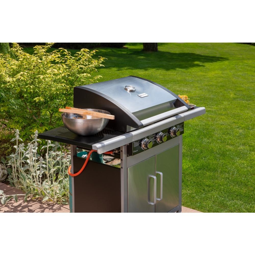 Fieldmann - Parrilla de gas 3x quemador cromo mate