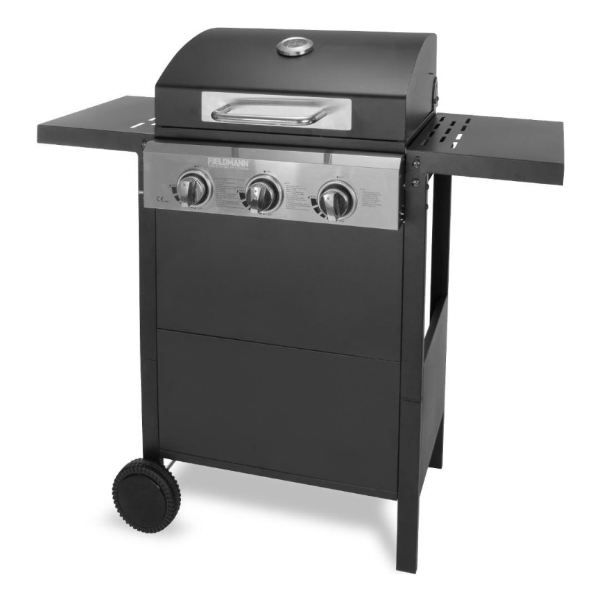 Fieldmann - Parrilla de gas 3x quemador negro