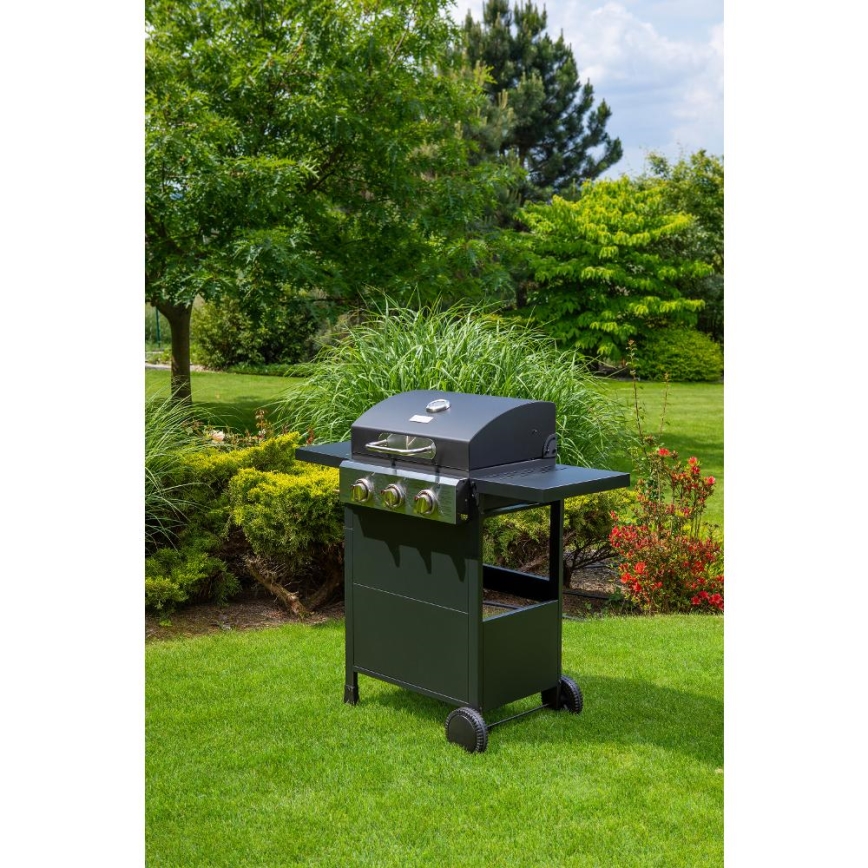 Fieldmann - Parrilla de gas 3x quemador negro