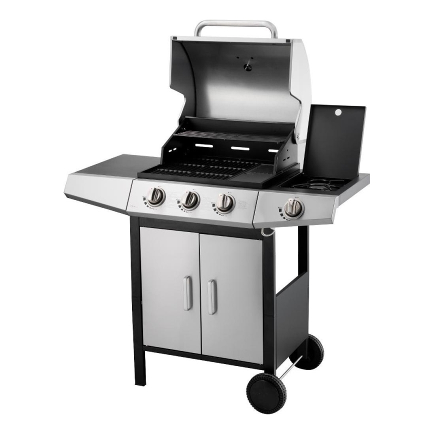 Fieldmann - Parrilla de gas 4x quemador cromo mate/negro