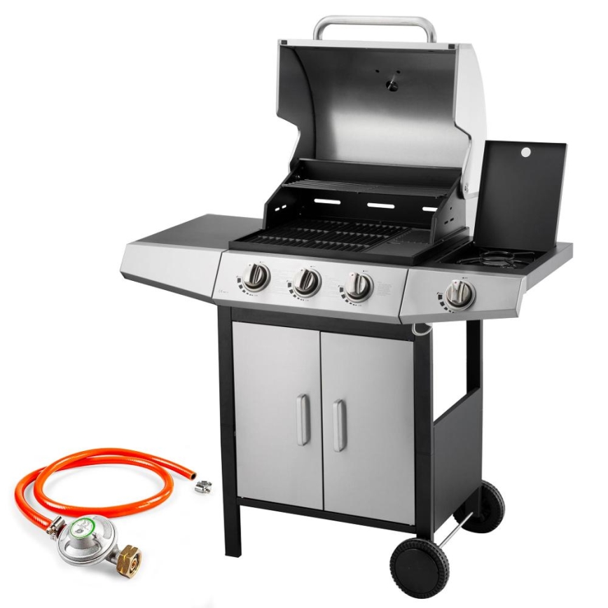 Fieldmann - Parrilla de gas 4x quemador cromo mate/negro