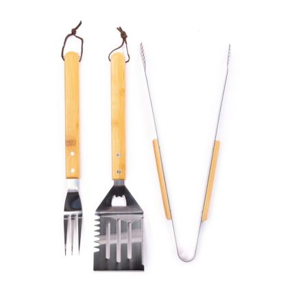 Fieldmann - Utensilios de parrilla de acero inoxidable con estuche 3 pz