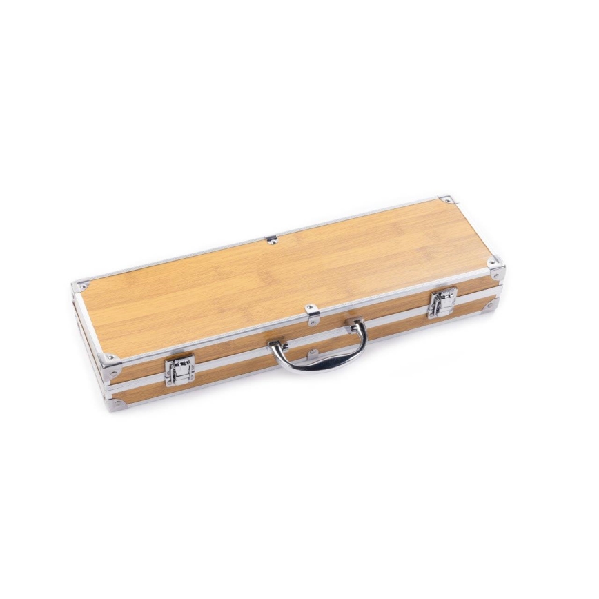 Fieldmann - Utensilios de parrilla de acero inoxidable con estuche 3 pz
