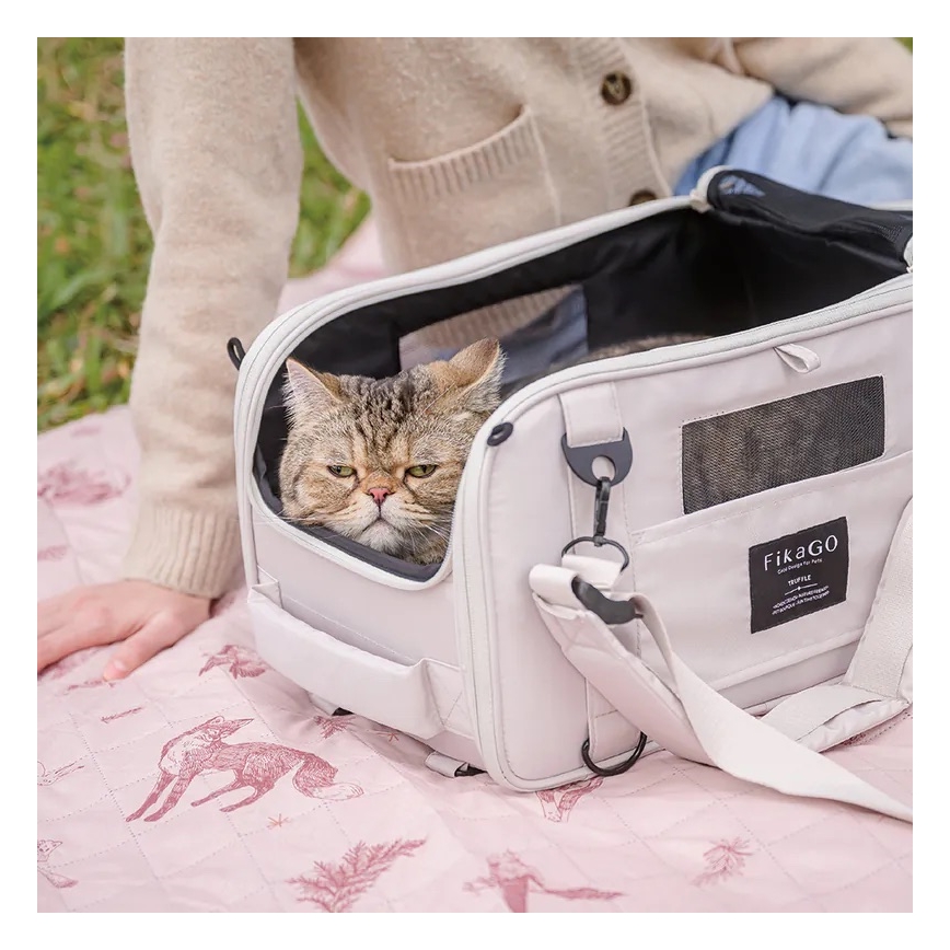 Fikago - Bolsa de transporte para perros y gatos TRUFFLE Grey