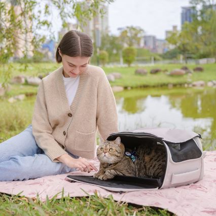 Fikago - Bolsa de transporte para perros y gatos TRUFFLE Grey