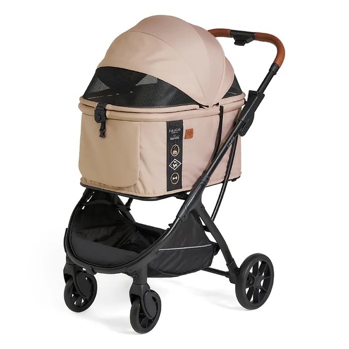 Fikago - Cochecito para perros y gatos AGILE HUGGY beige