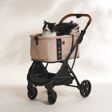 Fikago - Cochecito para perros y gatos AGILE HUGGY beige