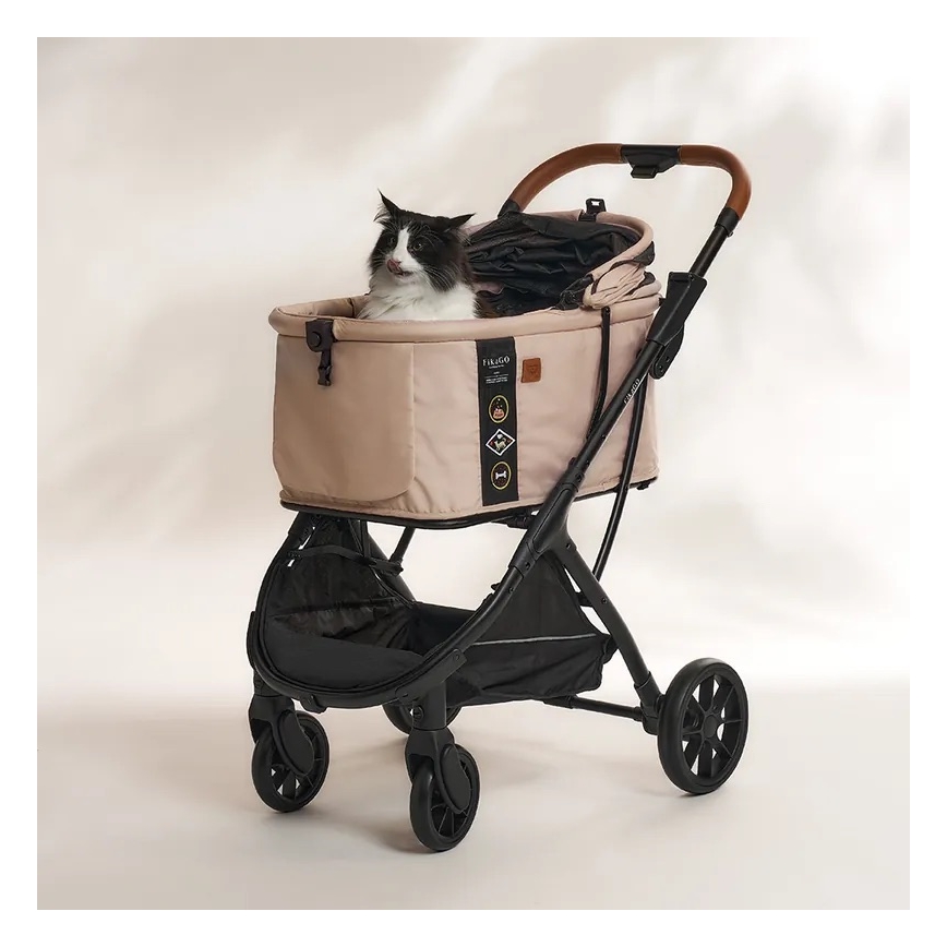 Fikago - Cochecito para perros y gatos AGILE HUGGY beige