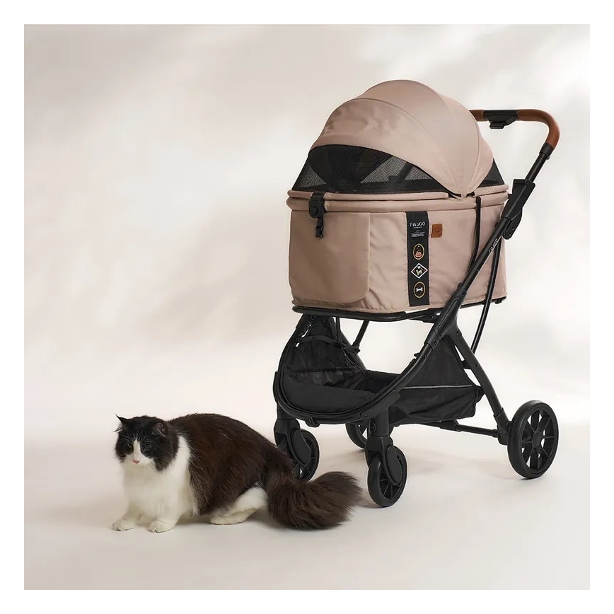 Fikago - Cochecito para perros y gatos AGILE HUGGY beige