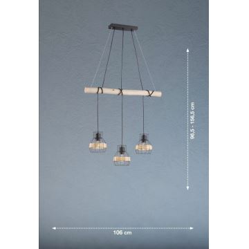Fischer & Honsel 60798 - Lámpara colgante STRAW 3xE27/40W/230V
