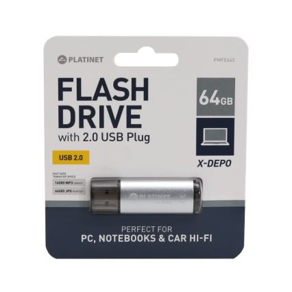 Flash Disk USB 64GB plateado