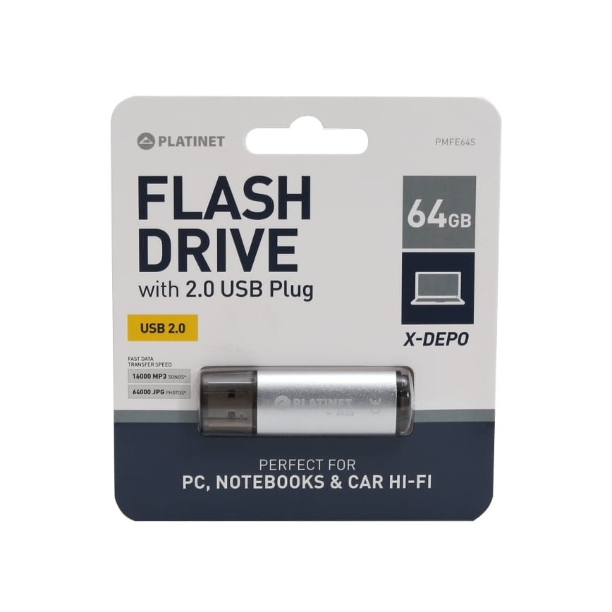 Flash Disk USB 64GB plateado