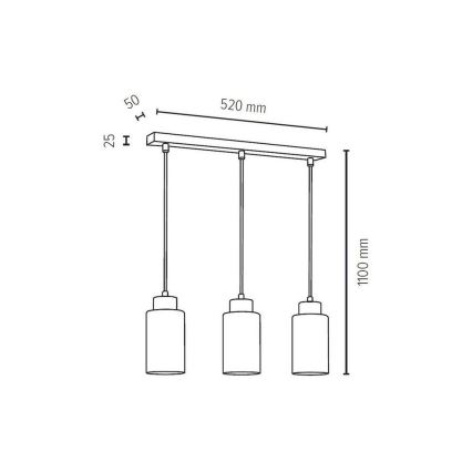 Lámpara de techo con cadena BOSCO 3xE27/60W/230V