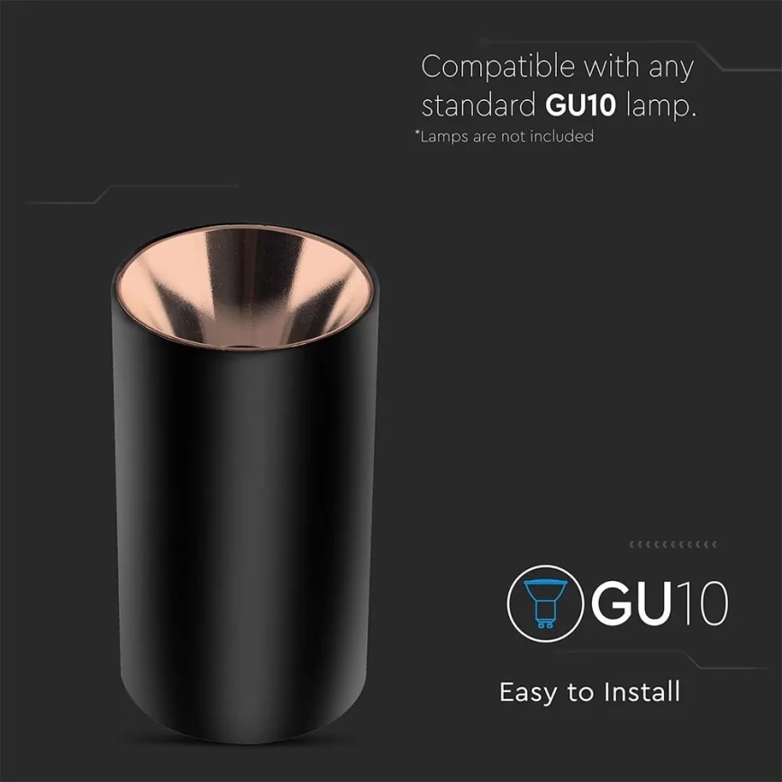 Foco 1xGU10/35W/230V negro/Oro rosa