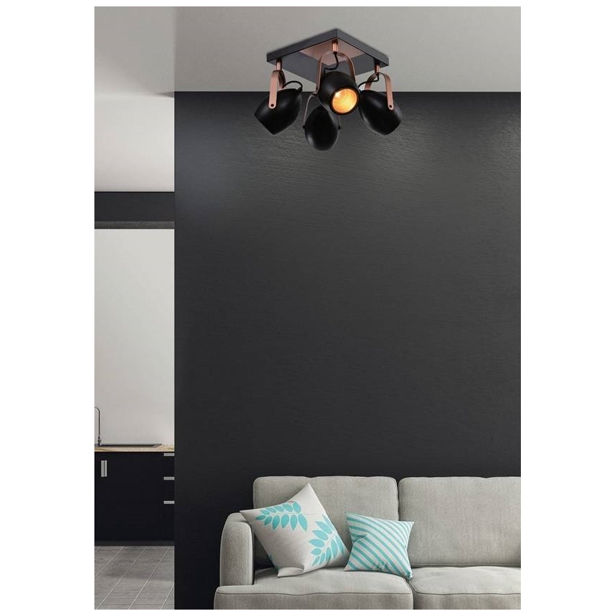 Foco ANICA 4xE14/40W/230V negro/cobre