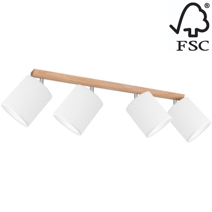 Foco BENITA 4xE27/25W/230V blanco/roble – FSC Certificado