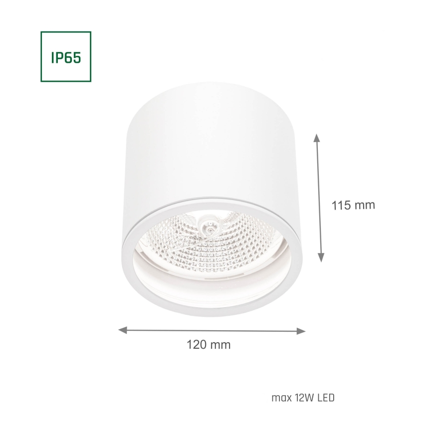 Foco de baño CHLOE AR111 1xGU10/12W/230V IP65 redondeado blanco