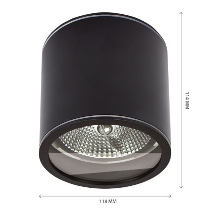 Foco de baño CHLOE AR111 1xGU10/15W/230V IP44 redondeado negro