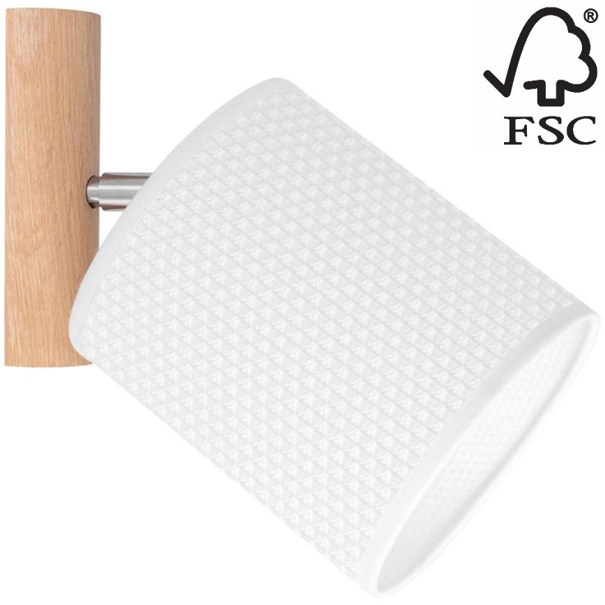 Foco de pared BENITA 1xE27/25W/230V blanco/roble – FSC Certificado