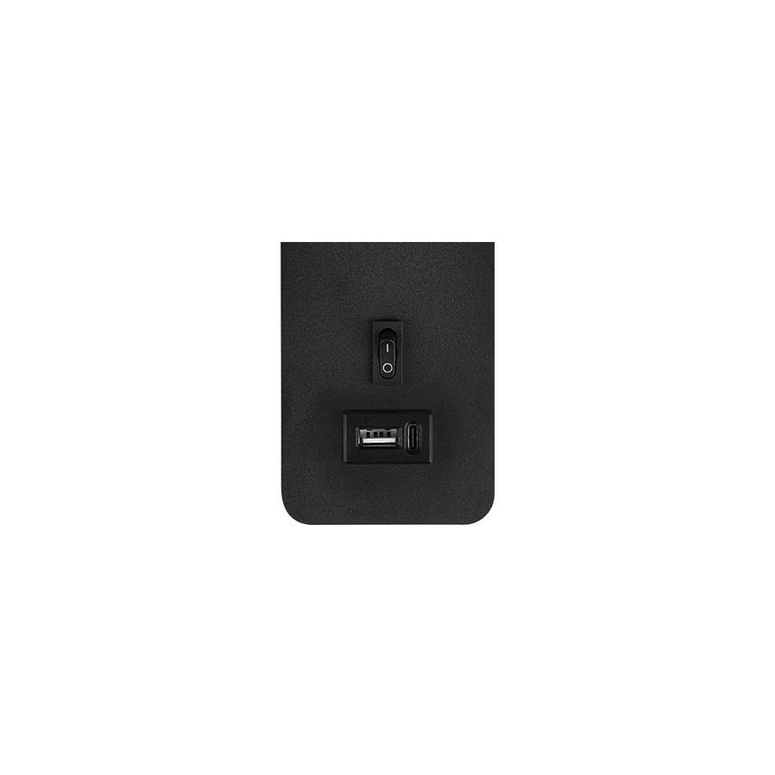 Foco de pared con cargador USB 1xG9/35W/230V negro/dorado