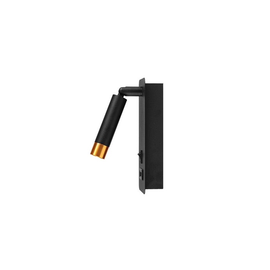 Foco de pared con cargador USB 1xG9/35W/230V negro/dorado