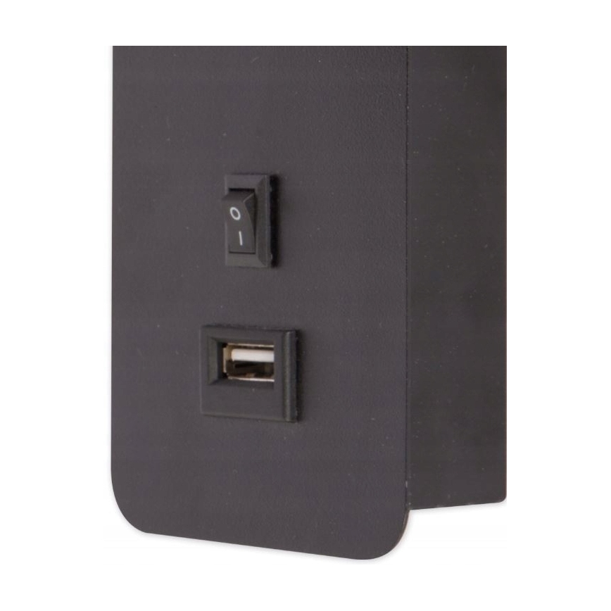 Foco de pared con cargador USB 1xGU10/35W/230V negro