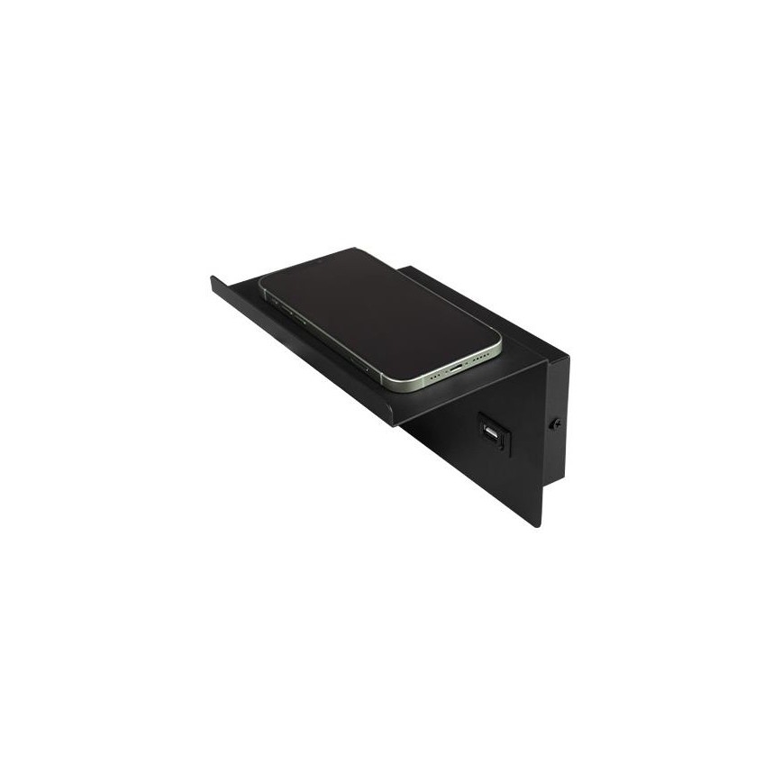 Foco de pared con estante y USB con cargador 1xG9/35W/230V negro/dorado