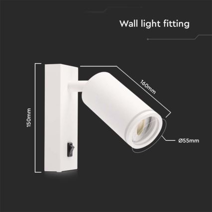 Foco de pared con interruptor 1xGU10/35W/230V blanco+