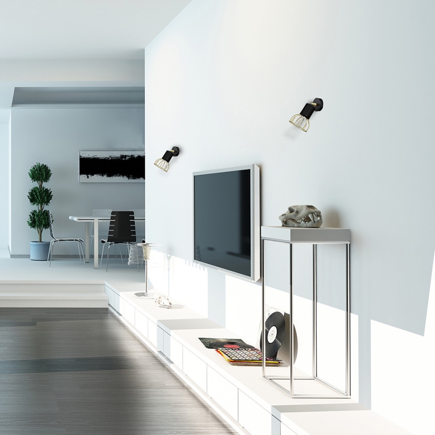 Foco de pared DANTE 1xGU10/25W/230V negro/dorado