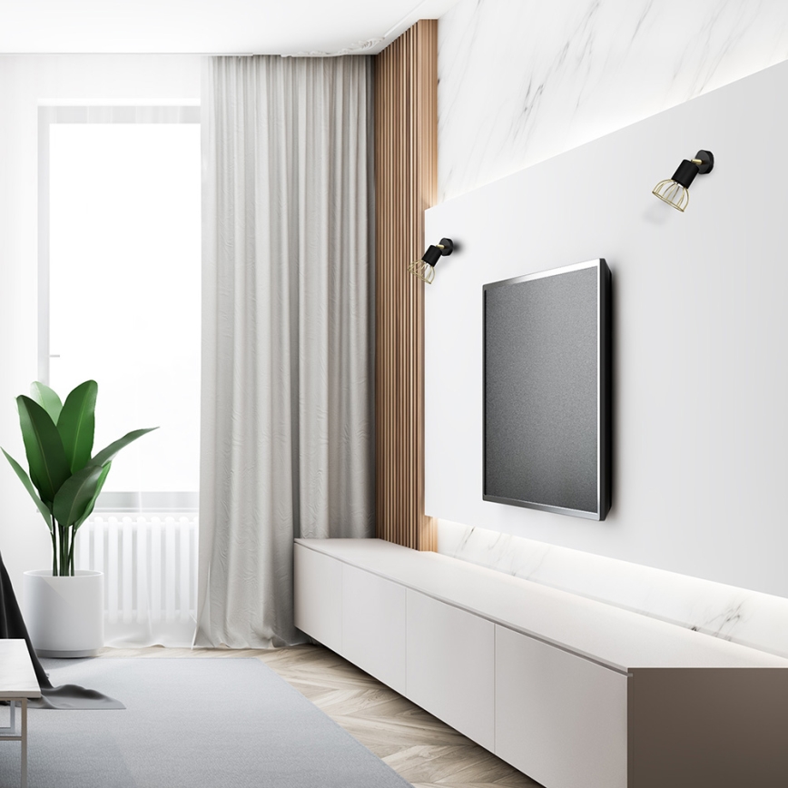 Foco de pared DANTE 1xGU10/25W/230V negro/dorado