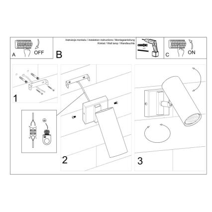 Foco de pared DIREZIONE 1xGU10/40W/230V blanco