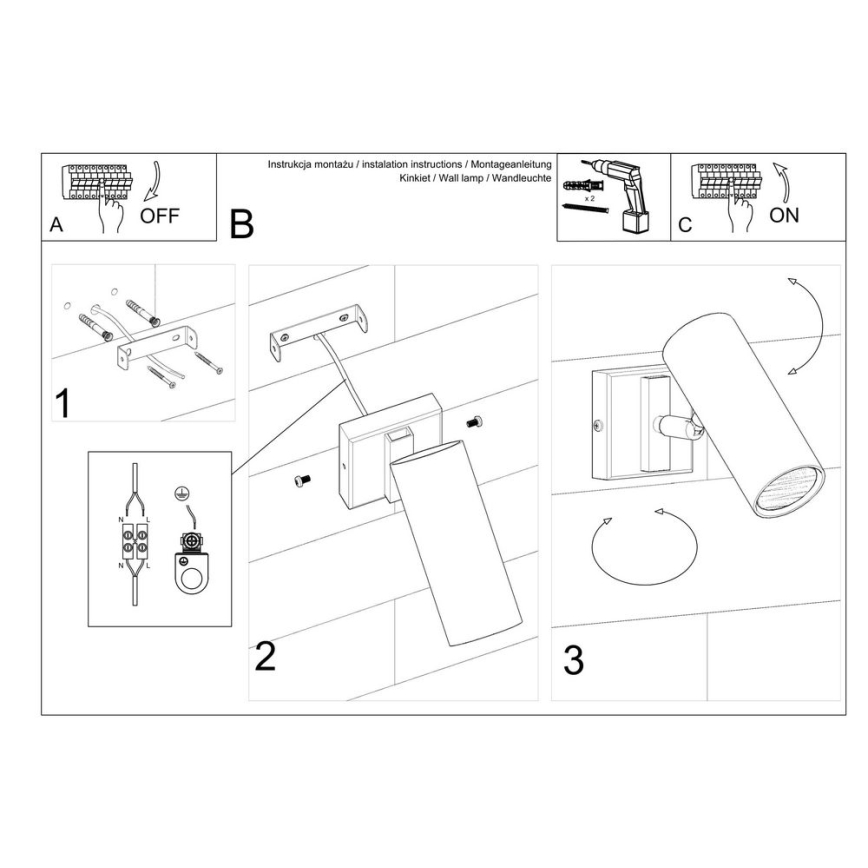 Foco de pared DIREZIONE 1xGU10/40W/230V blanco