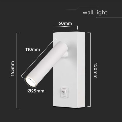 Foco de pared LED LED/2W/230V 4000K blanco