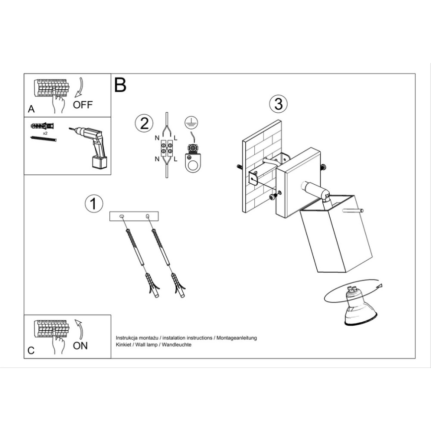 Foco de pared MERIDA 1xGU10/40W/230V blanco
