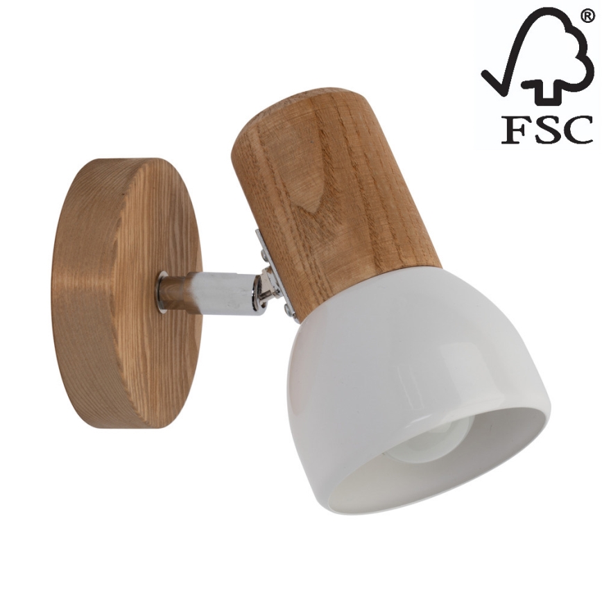 Foco de pared NEL 1xE27/15W/230V pino - Certificado FSC